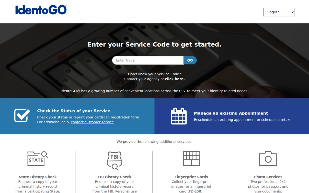 IdentoGO fingerprint enrollment for Cambria County criminal history checks